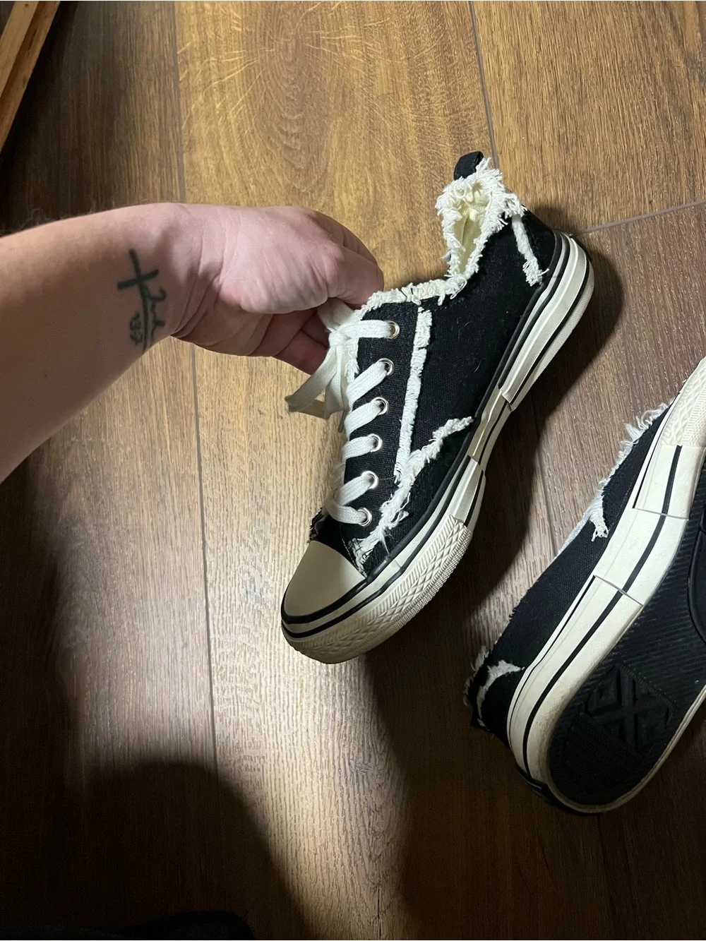 Very G Black Canvas Low-Top Sneakers with Cream Accents